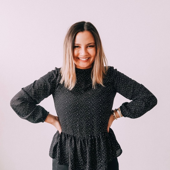 LOFT Tops - LOFT BLACK & WHITE PEPLUM BLOUSE / SMALL